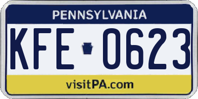 PA license plate KFE0623