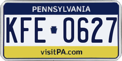 PA license plate KFE0627