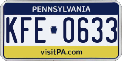 PA license plate KFE0633