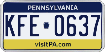 PA license plate KFE0637