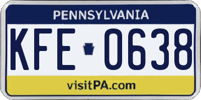 PA license plate KFE0638