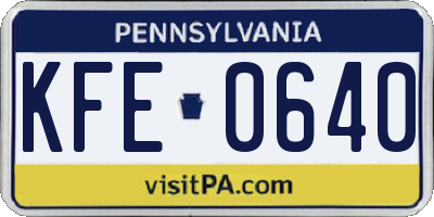 PA license plate KFE0640