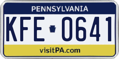 PA license plate KFE0641