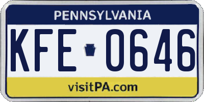 PA license plate KFE0646