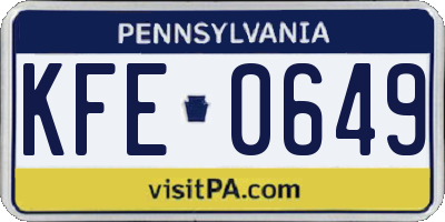 PA license plate KFE0649