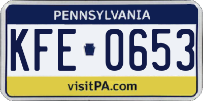 PA license plate KFE0653