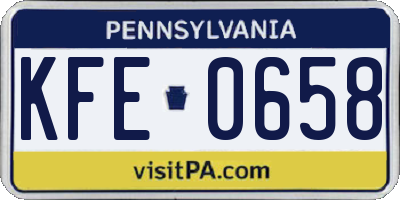 PA license plate KFE0658