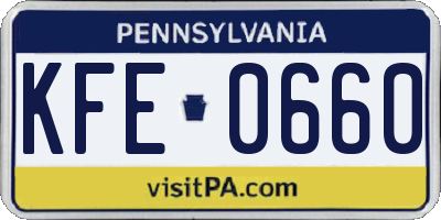 PA license plate KFE0660