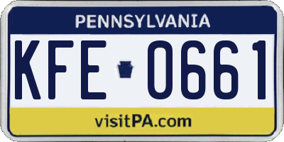 PA license plate KFE0661