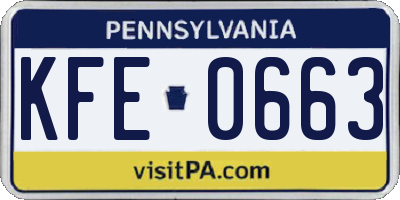 PA license plate KFE0663
