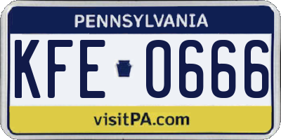 PA license plate KFE0666