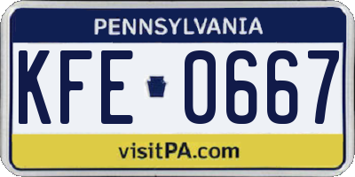 PA license plate KFE0667