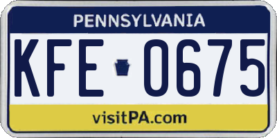 PA license plate KFE0675