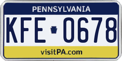 PA license plate KFE0678