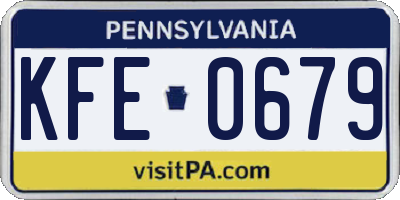 PA license plate KFE0679