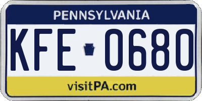 PA license plate KFE0680