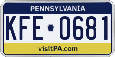 PA license plate KFE0681
