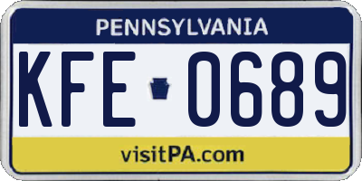 PA license plate KFE0689
