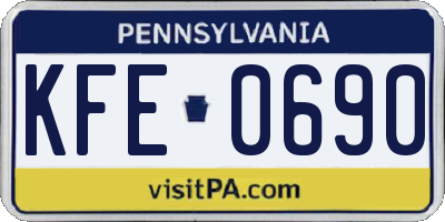 PA license plate KFE0690