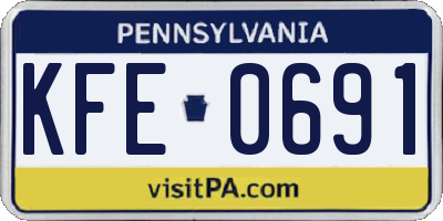 PA license plate KFE0691
