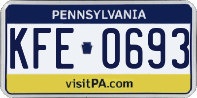 PA license plate KFE0693