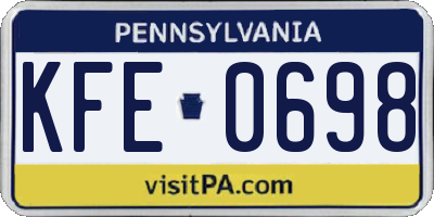 PA license plate KFE0698