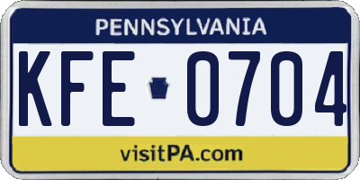 PA license plate KFE0704