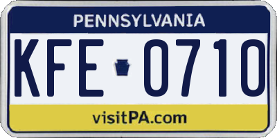 PA license plate KFE0710