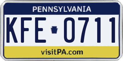 PA license plate KFE0711