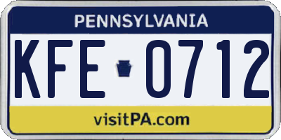 PA license plate KFE0712