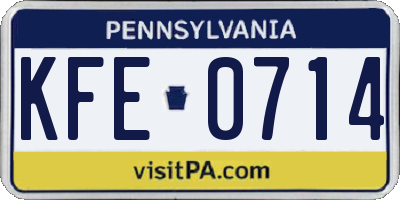 PA license plate KFE0714