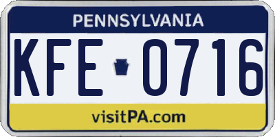 PA license plate KFE0716