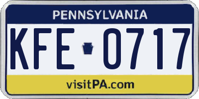 PA license plate KFE0717