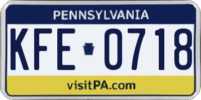 PA license plate KFE0718