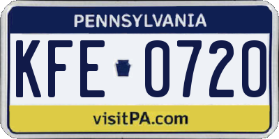 PA license plate KFE0720