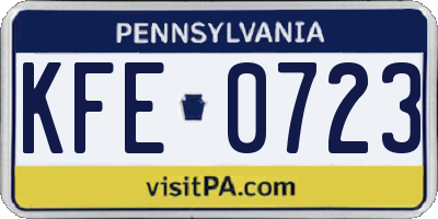 PA license plate KFE0723