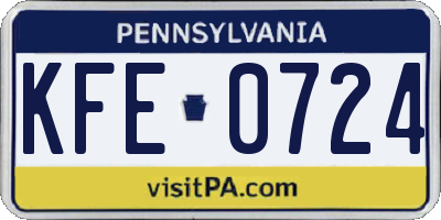 PA license plate KFE0724