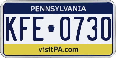 PA license plate KFE0730