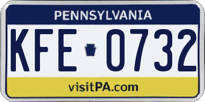 PA license plate KFE0732