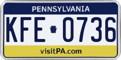 PA license plate KFE0736