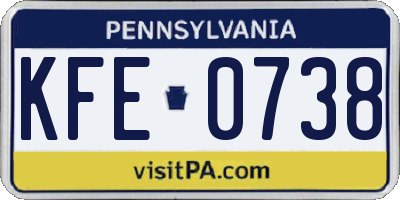 PA license plate KFE0738