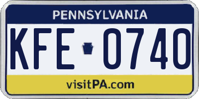 PA license plate KFE0740