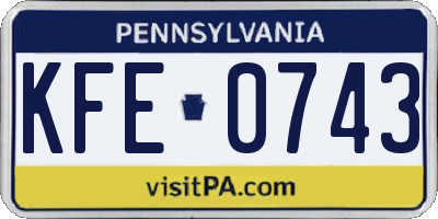 PA license plate KFE0743