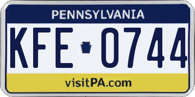 PA license plate KFE0744