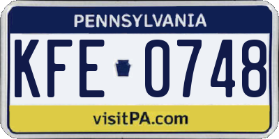 PA license plate KFE0748