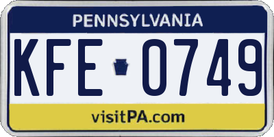 PA license plate KFE0749