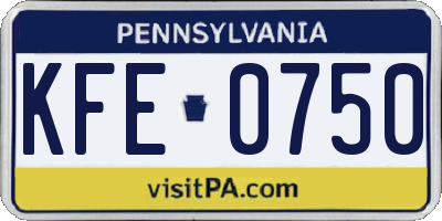 PA license plate KFE0750