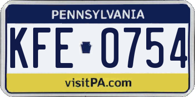 PA license plate KFE0754