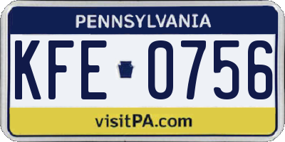PA license plate KFE0756