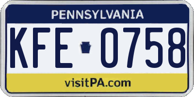 PA license plate KFE0758